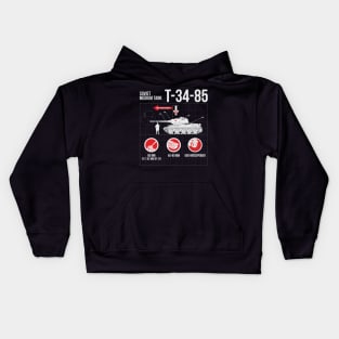 Infographic of the Soviet T-34-85 tank Kids Hoodie